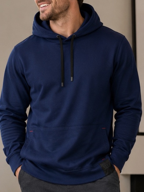 Saxx Other - SAXX Men’s Long Sleeve Tech Performance Navy Running Hoodie Cooling Pullover SzM